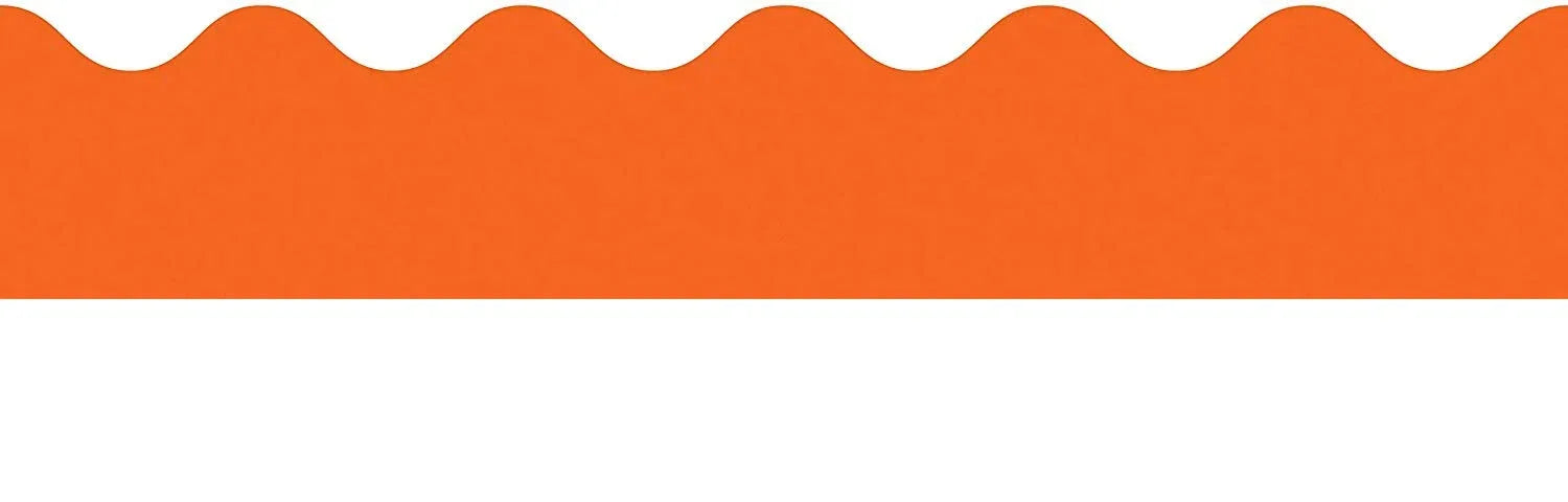 Rolled Scalloped Borders 2-1/4" Wide x 65 feet roll - Orange (Carson Dellosa 108466)