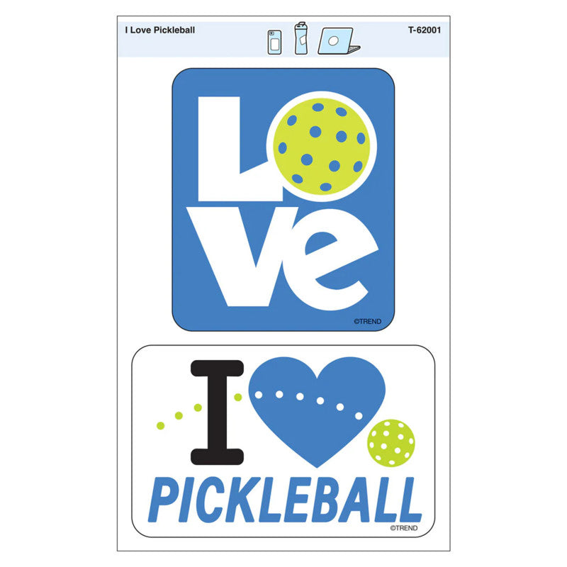 I Love Pickleball Vinyl Stickers, Pack of 2