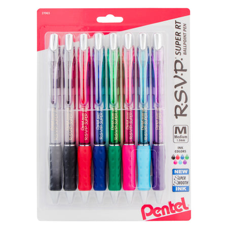 R.S.V.P.&reg; Super RT Retractable Ballpoint Pen, Assorted, Pack of 8