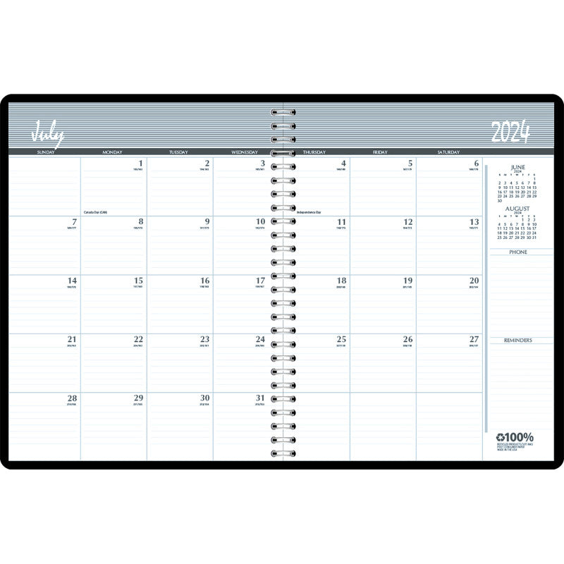 Monthly Calendar Academic Planner Book, 14 Months (Jul-Aug), 8.5" x 11"