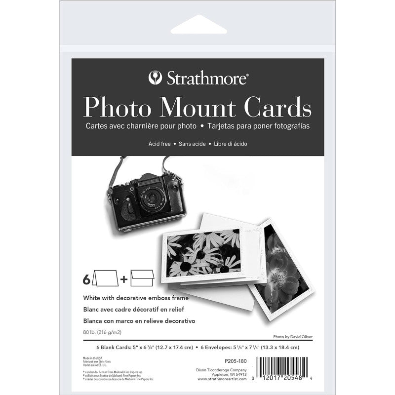 Photo Mount Cards & Envelopes, Decorative Embossed Border, Full Size, 5x6.875 inch, 6 Pack