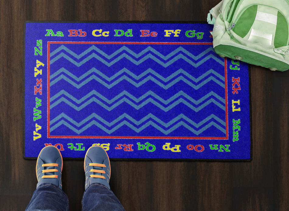 BLUE CHEVRON MAT RECTANGLE CARPETS 2' x 3'