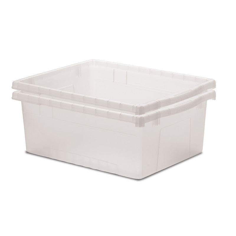 Clear Large Open Storage Tubs, Set of 2