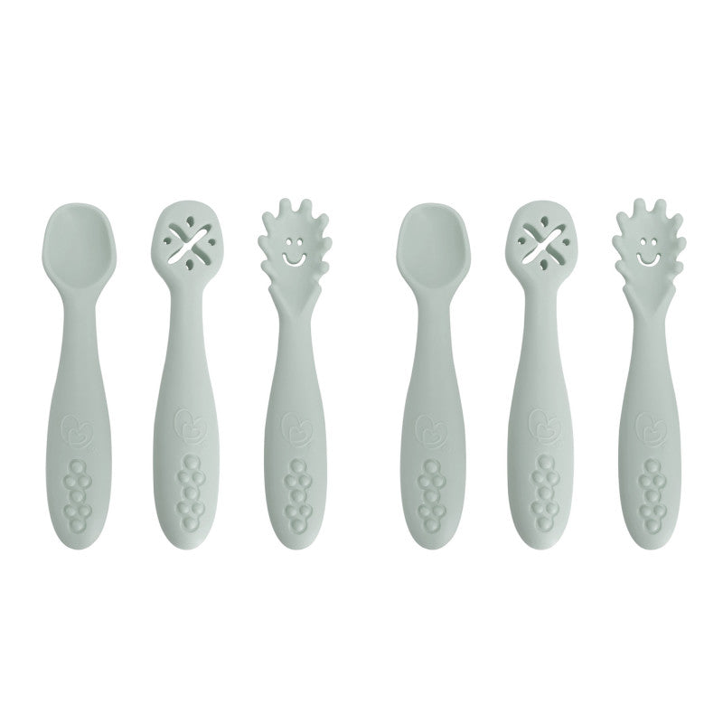 Silicone Scoop, Mash & Twist 3-Piece Cutlery Set, Seafoam, 2 Sets