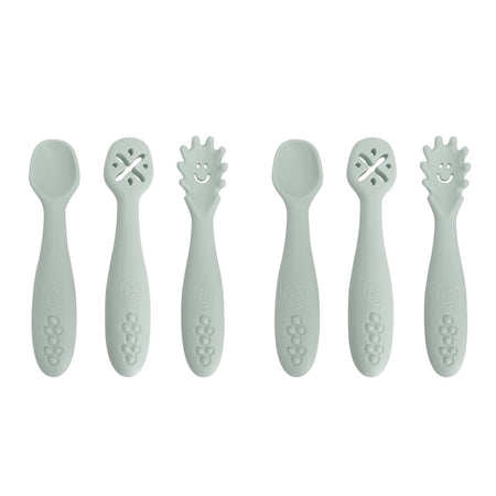 Silicone Scoop, Mash & Twist 3-Piece Cutlery Set, Seafoam, 2 Sets
