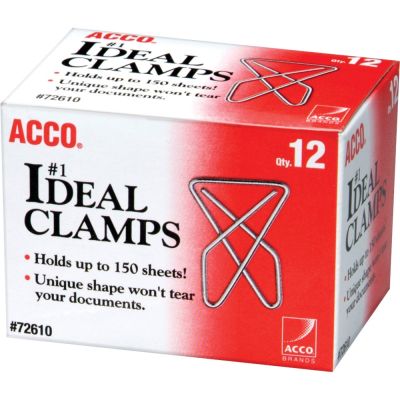 Ideal Paper Butterfly Clamp - Large - No. 1 - 150 Sheet Capacity - 12 / Box - Silver