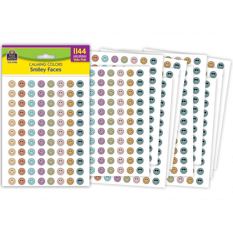 Calming Colors Smiley Faces Mini Stickers Valu-Pak, Pack of 1144