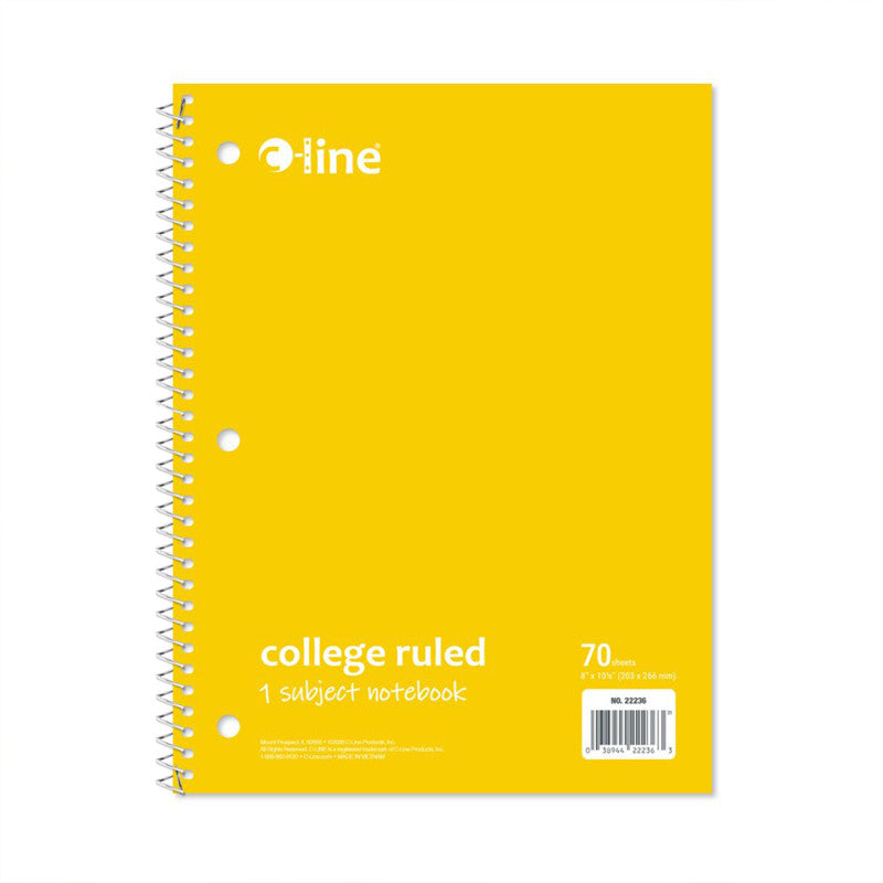 College-Ruled 1-Subject Notebook, 70 Sheets, Yellow