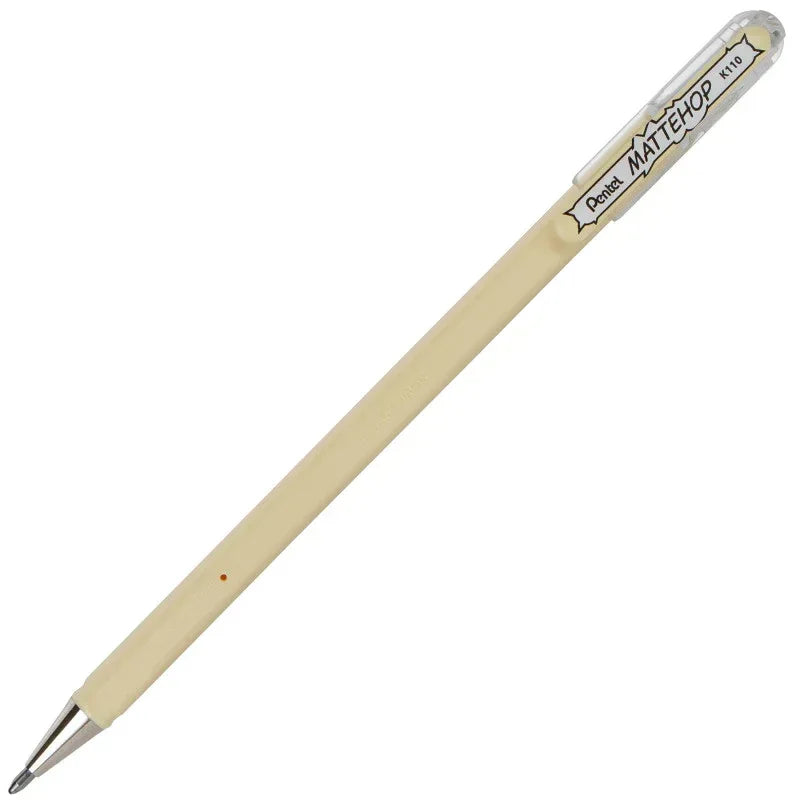 Hybrid MATTEHOP Gel Roller, 1.0mm, Matte Ivory White Ink, Pack of 12