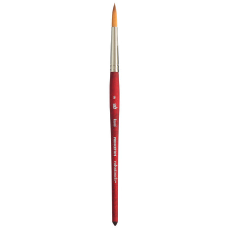 Velvetouch Round Brush, Synthetic Bristles, Short Handle Mixed Media Paintbrush, Scarlet, Size 8, 1 Count