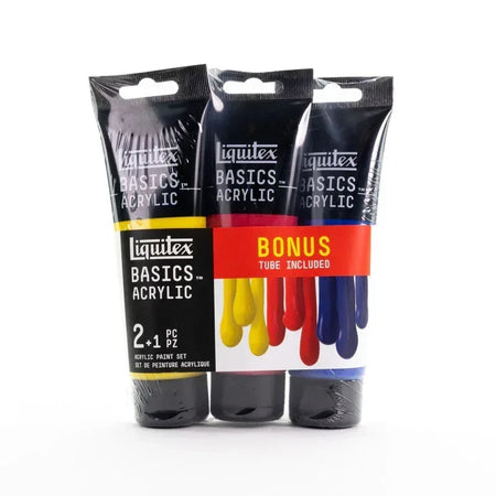 BASICS Acrylic Paint, Primary Colors, 118 mL Tubes, Set of 3