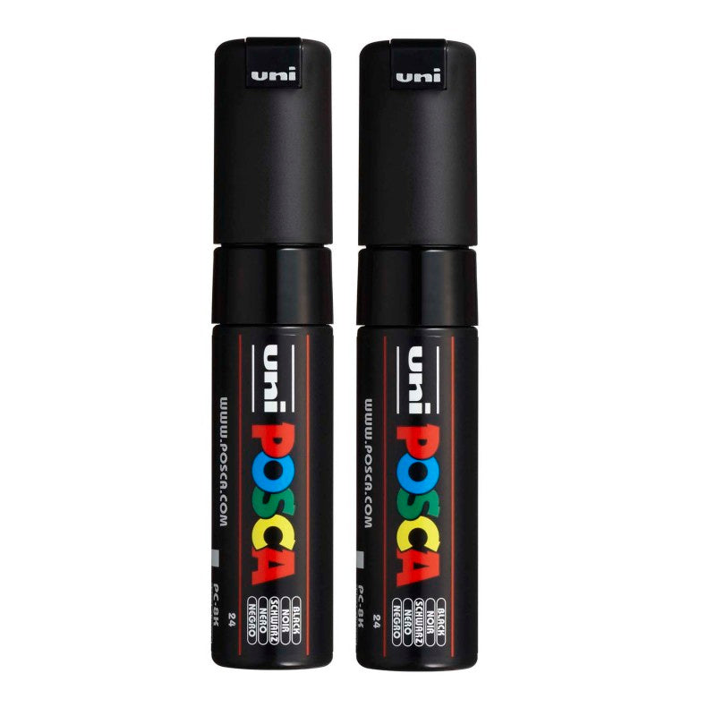 PC-8K Paint Markers, Broad Chisel Tip (8 mm), Black, Pack of 2
