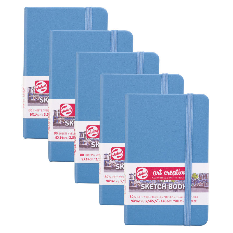 Sketchbook, 80 Sheets, 90lbs, Lake Blue Cover, 3.5" x 5.5", Pack of 5