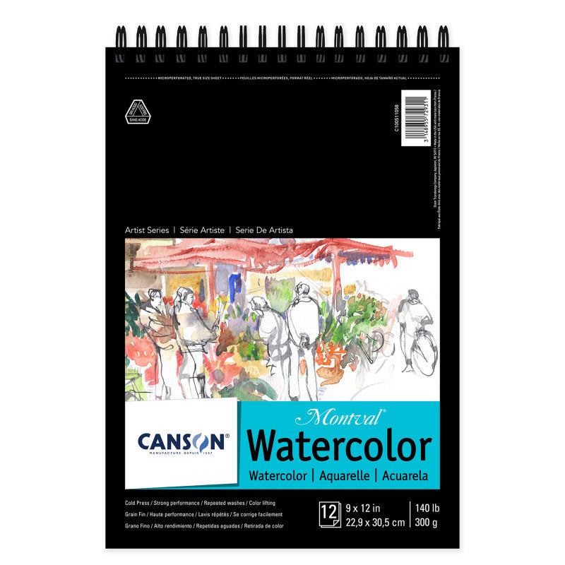 Artist Series Montval Watercolor Pad, Top Wire Binding, 12 Sheet, 9x12 inch, 1 Count