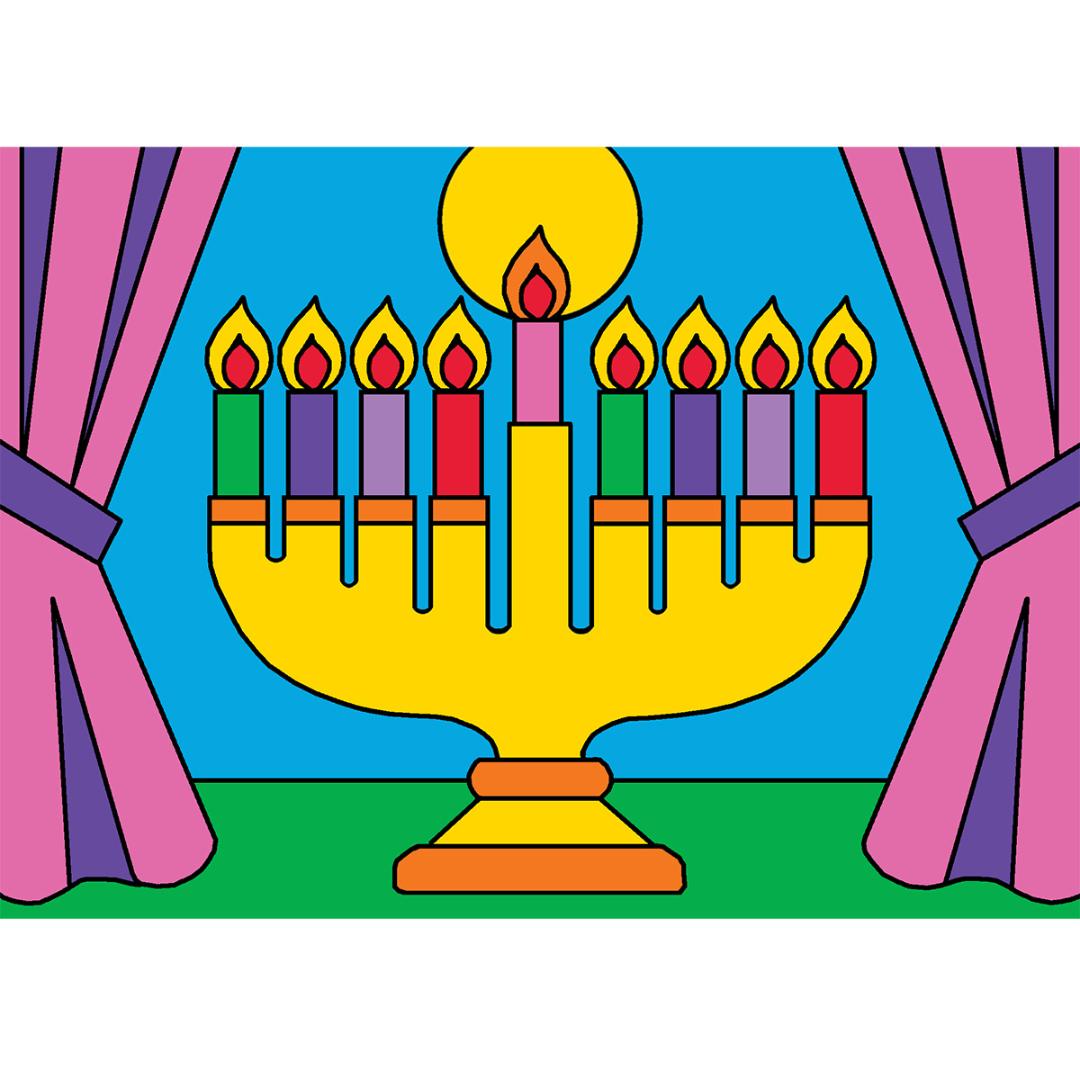 Judaic Canvas Art Boards - 5" x 7" - Chanukah Menorah - Pack of 12