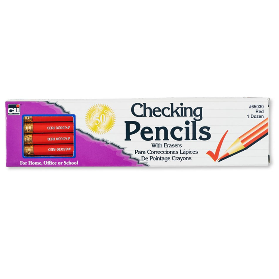 Checking Pencil, Red - 12/Pkg