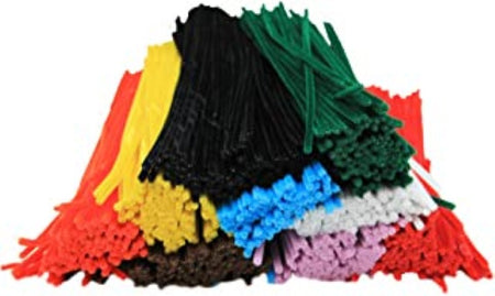 Chenille Stems (Pipe Cleaners) Class Pack, 12" Stems, 4mm thick Assorted Colors, 1000/Box