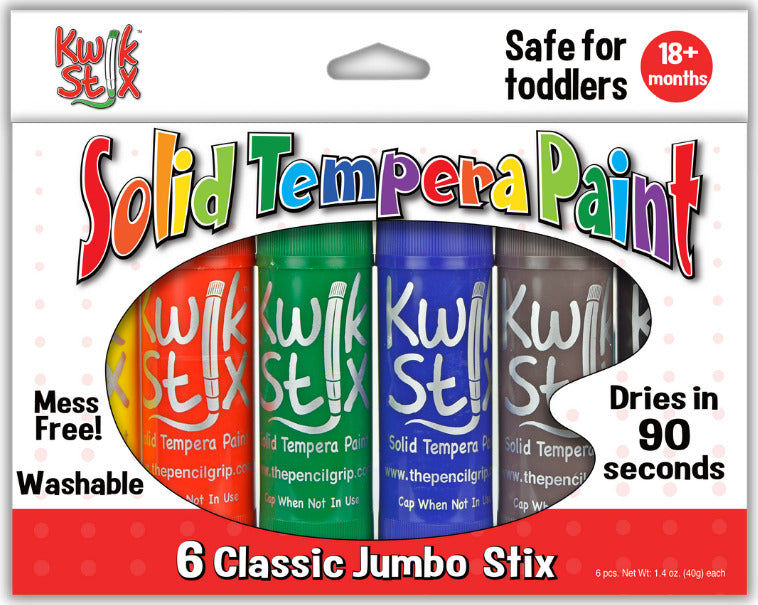 Jumbo Kwik Stix Solid Tempera Paint Sticks CLASSIC 6 colors - TPG646