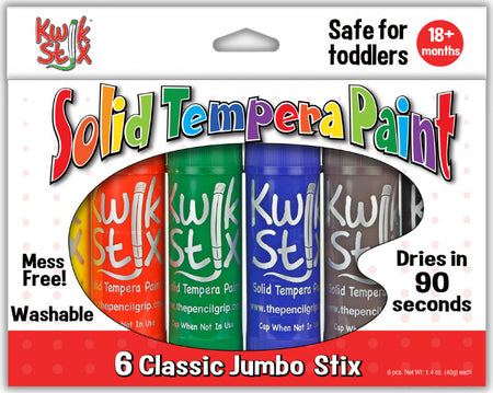 Jumbo Kwik Stix Solid Tempera Paint Sticks CLASSIC 6 colors - TPG646