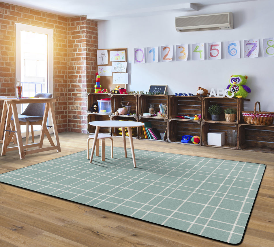 BLUE CHECK RECTANGLE CARPETS 7'6" X12'