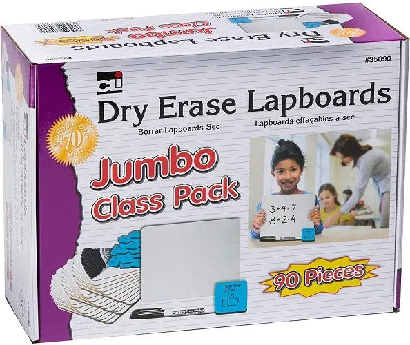 Jumbo 9x12" Lapboard Class Pack of 30 Dry Erase Boards CHL35090