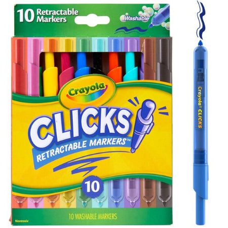 Crayola® Clicks Washable Retractable Markers 10 Pack Assorted, (BIN588370)