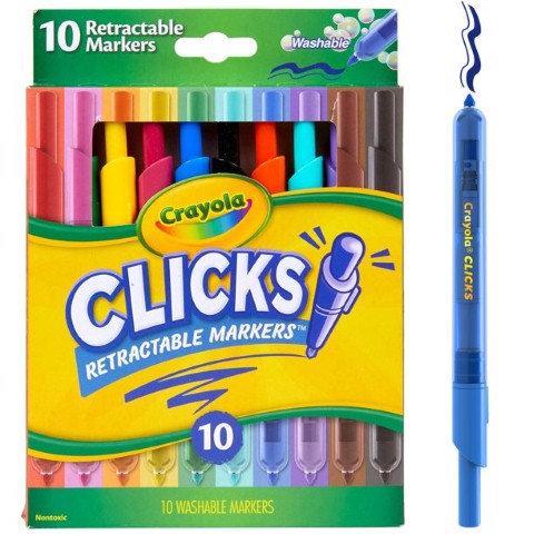 Crayola® Clicks Washable Retractable Markers 10 Pack Assorted, (BIN588370)