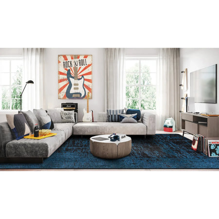 Coastal Canvas 10'9" x 13'2" area rug in color Deep Water