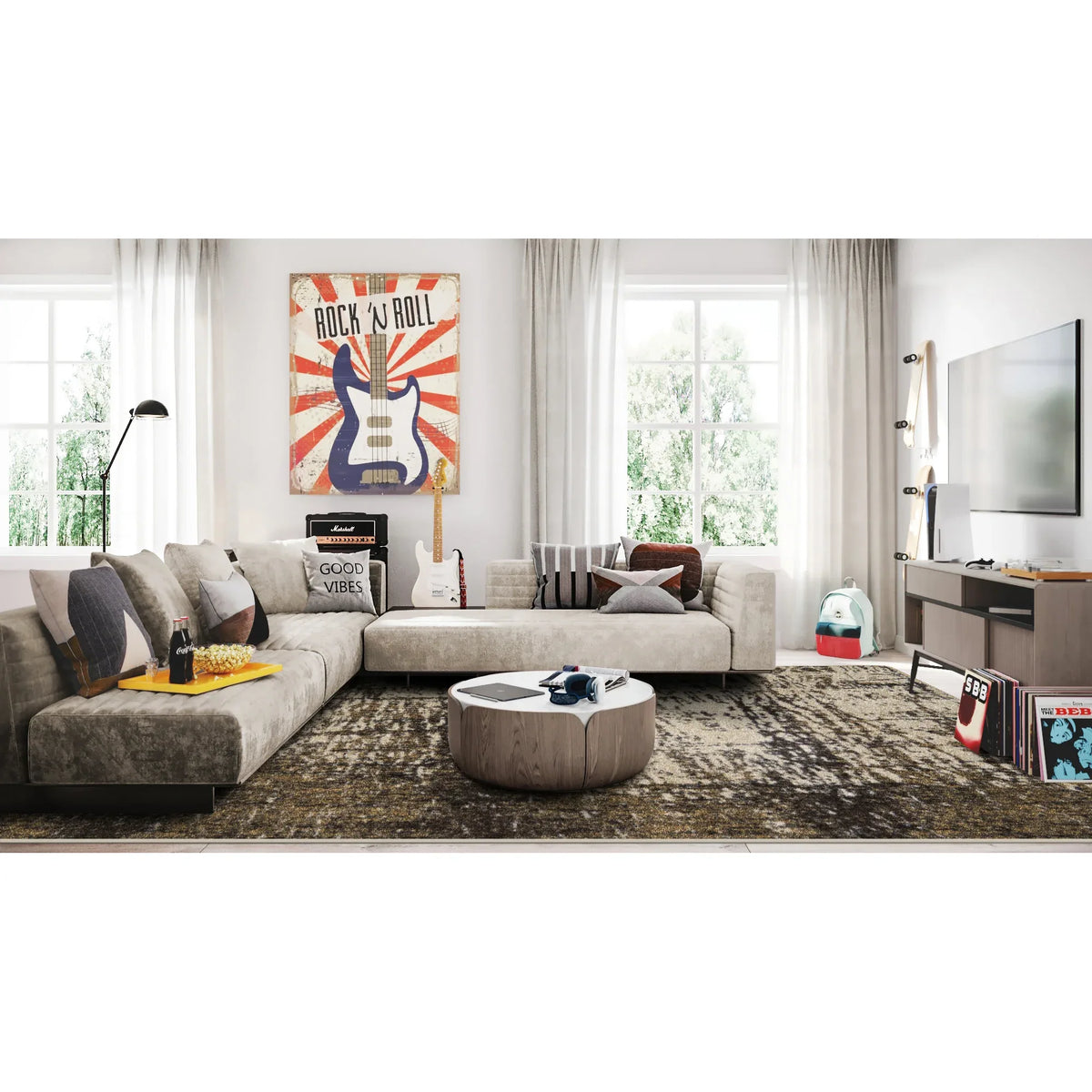 Coastal Canvas 10'9" x 13'2" area rug in color Sand Dune