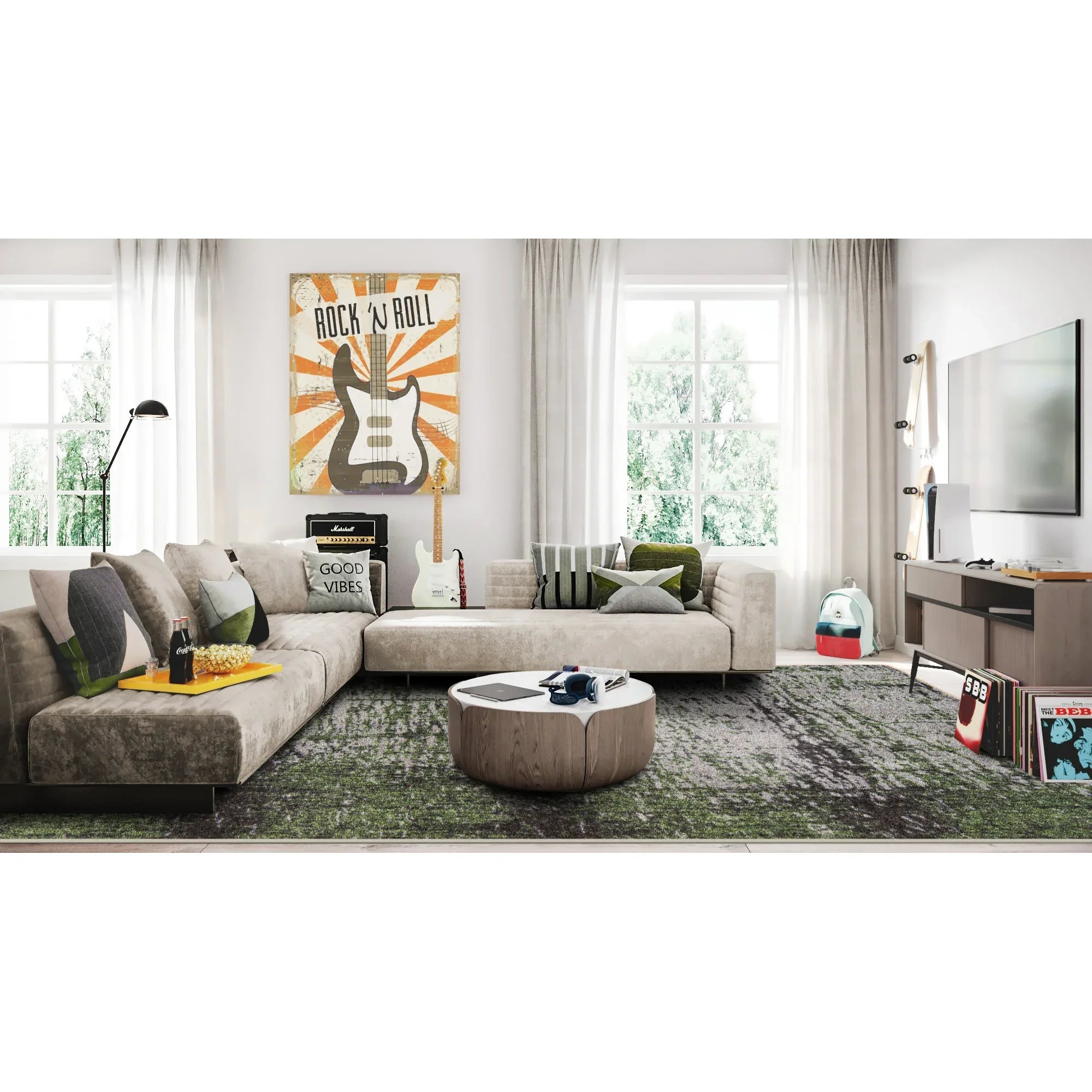 Coastal Canvas 7'8" x 10'9" area rug in color Spanish Moss