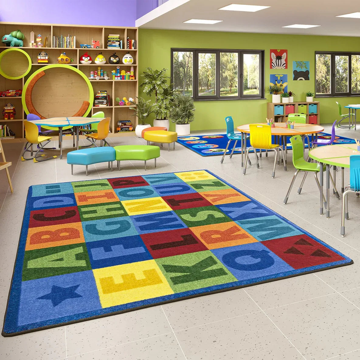 Colorful Learning 10'9" x 13'2" area rug in color Multi