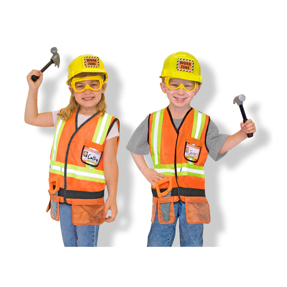 Melissa & Doug Construction Worker Costume Dress-Up Set (6 pcs) 4837