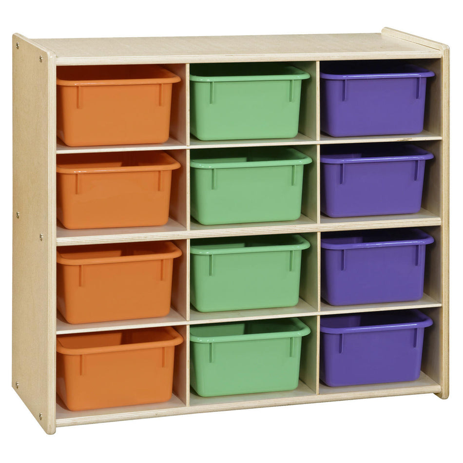 Contender 12-Cubby Storage Unit w/ Assorted Pastel Trays - RTA