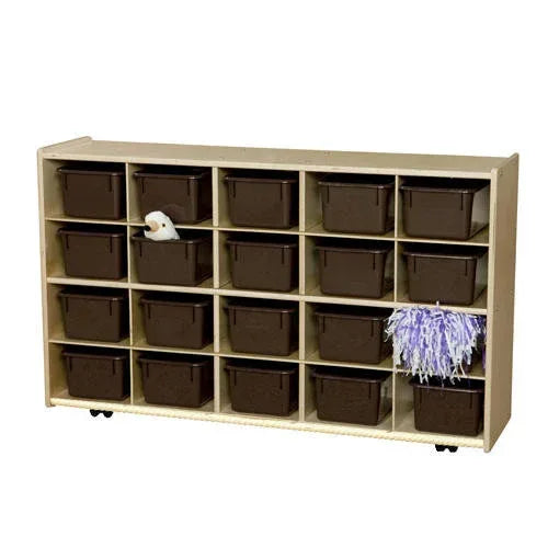Contender Mobile 20 Tray Storage with Brown Trays - Assembled with Casters