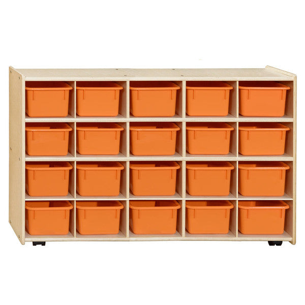 Contender Mobile 20 Tray Storage with Orange Trays - Assembled with Casters