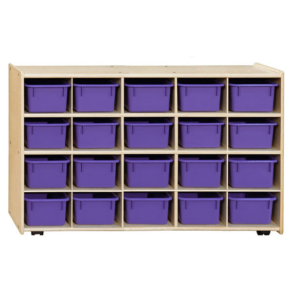 Contender Mobile 20 Tray Storage with Purple Trays - Assembled with Casters