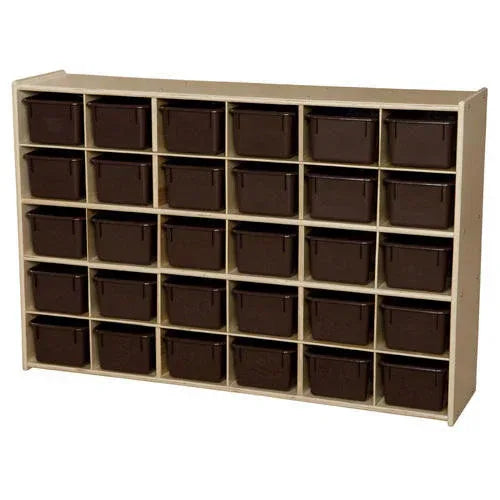 Contender 30-Cubby Single Storage Unit w/ Brown Tubs - Assembled