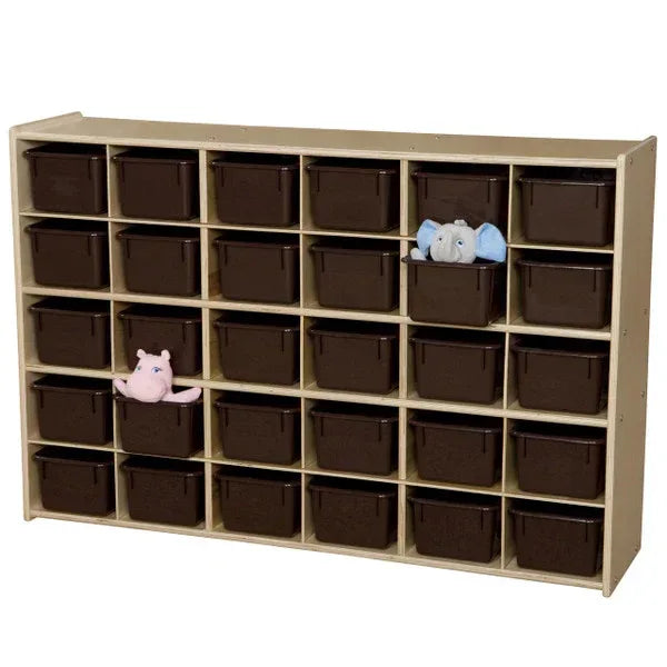 Contender 30-Cubby Single Storage Unit w/ Brown Tubs - Assembled