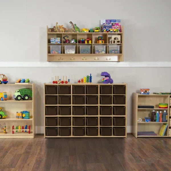 Contender 30-Cubby Single Storage Unit w/ Brown Tubs - Assembled