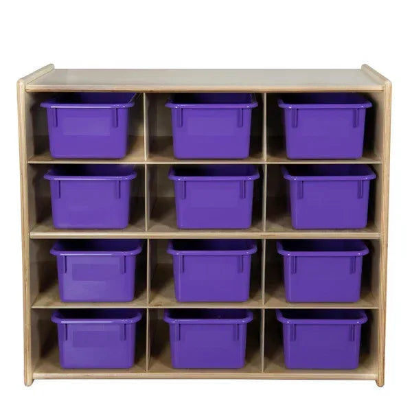 Contender 12-Cubby Storage Unit with Purple Tubs - RTA