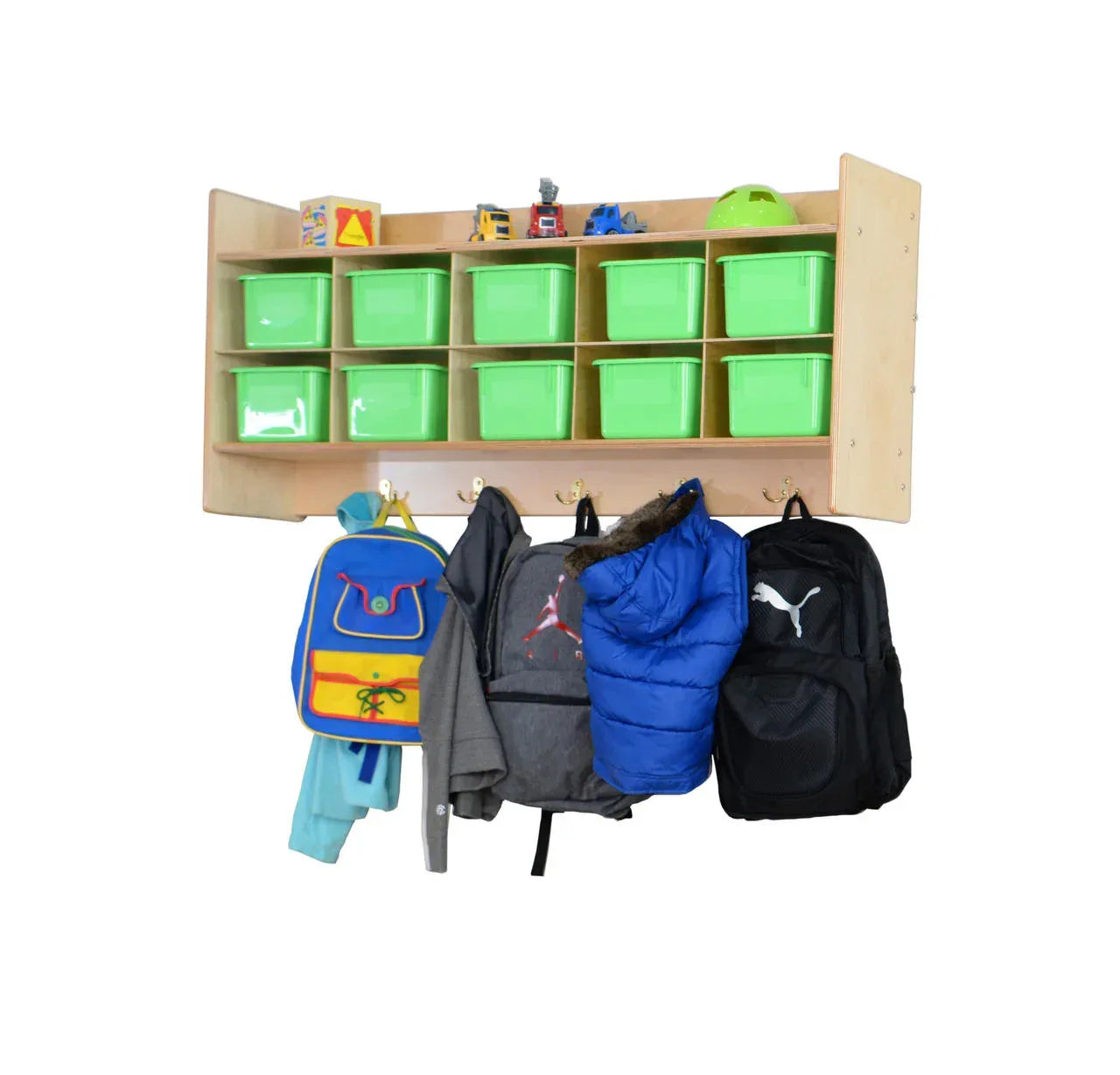 Contender Wall Hanging Storage with Lime Green Trays - Assembled