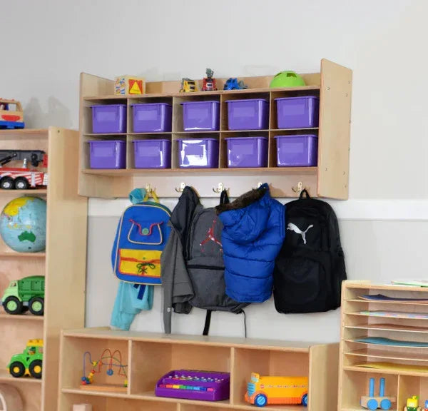 Contender Wall Hanging Storage with Purple Trays - Assembled