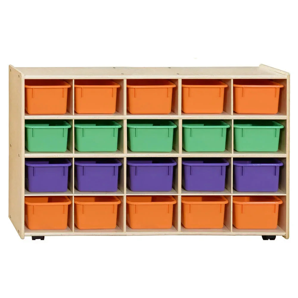 Contender Mobile 20 Tray Storage with Assorted Pastel Trays - Assembled with Casters