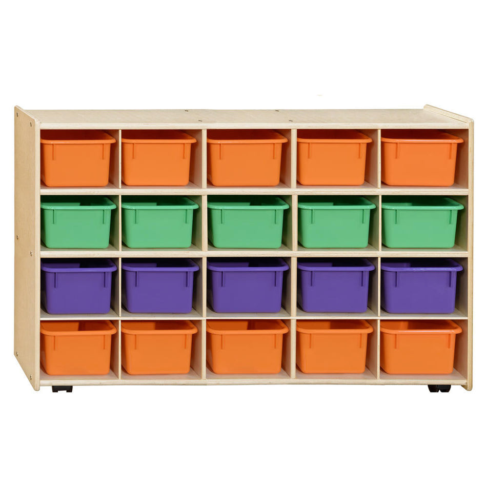 Contender Mobile 20 Tray Storage with Assorted Pastel Trays - Assembled with Casters