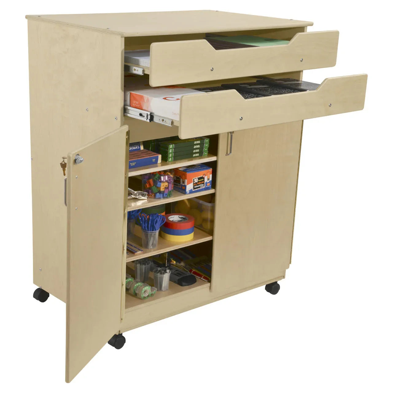 Contender Mobile Storage Cabinet with Exposed Drawers - Assembled