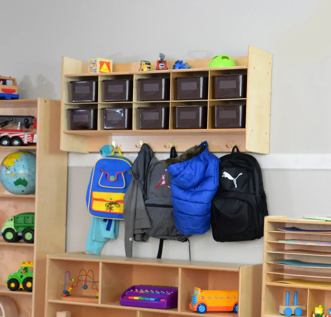 Contender Wall Hanging Storage with (10) Brown Trays - RTA