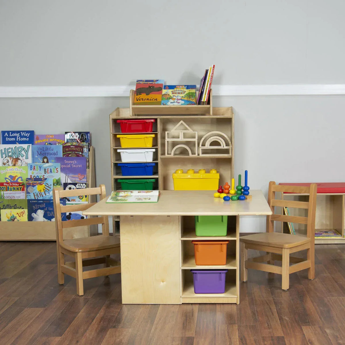 Cubby Table with (12) Assorted Pastel Trays