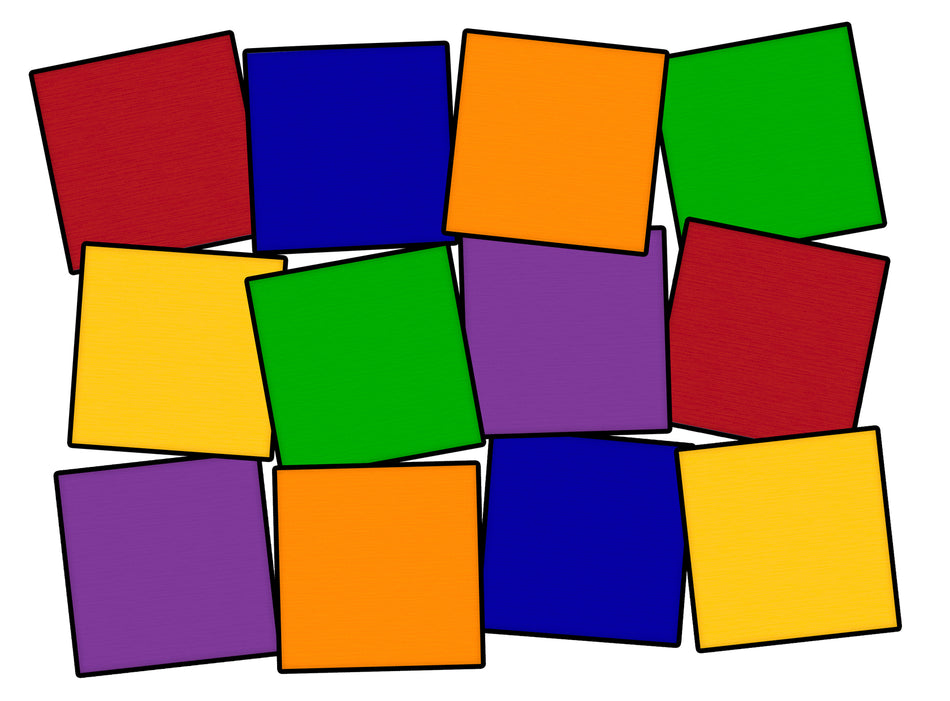 TWO TONE PRIMARY (SET OF 12) SQUARE CARPETS 15" X 15"