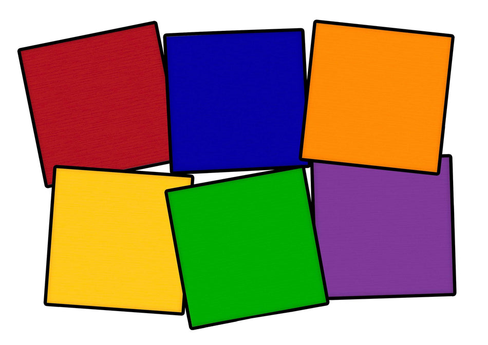 TWO TONE PRIMARY (SET OF 6) SQUARE CARPETS 15"X15"