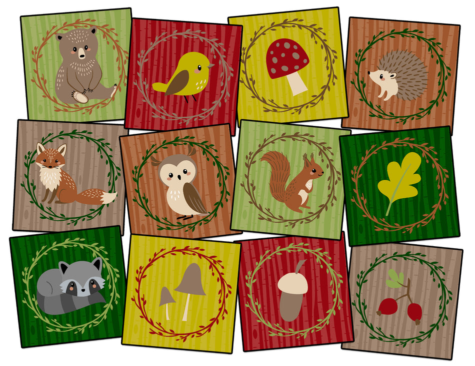 WOODLAND FRIENDS SEATING (SET OF12) SQUARE CARPETS 15" X 15"